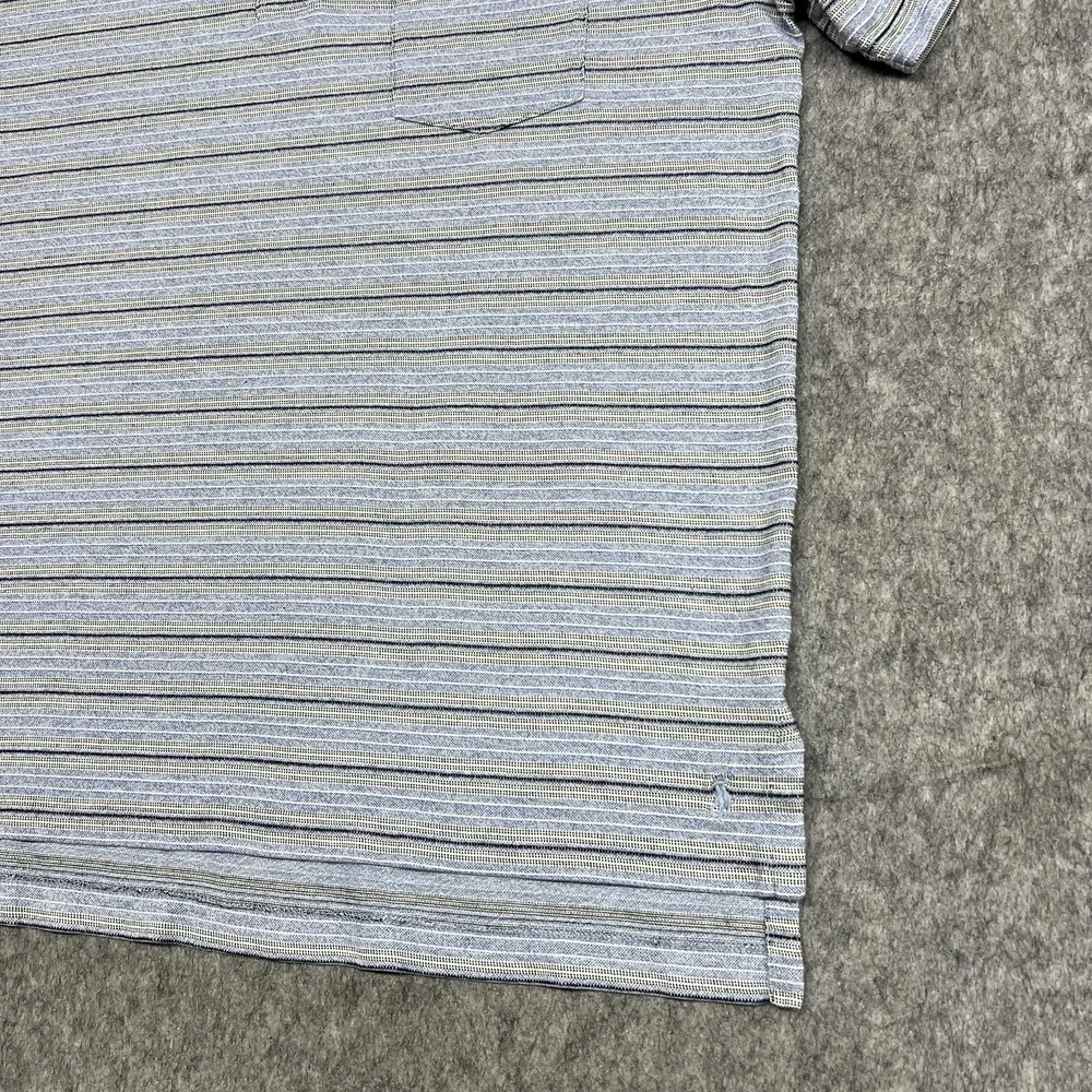 Polo Ralph Lauren‎ Polo Shirt Mens XL Blue Stripe Pima Cotton Pocket Casual Peru